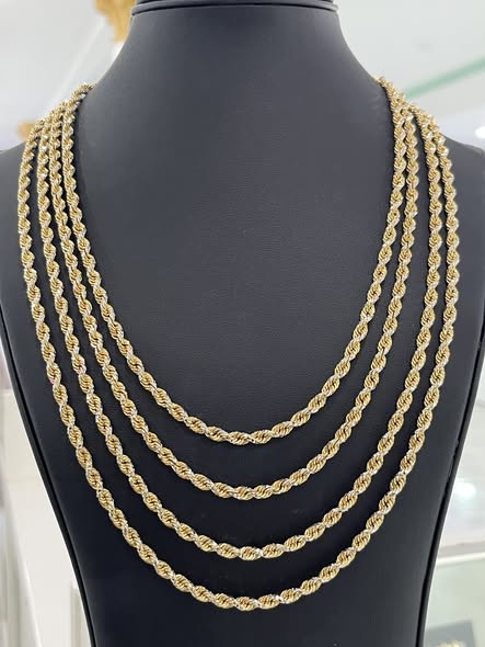 10K TWO TONE ROPE LINK CHAINS