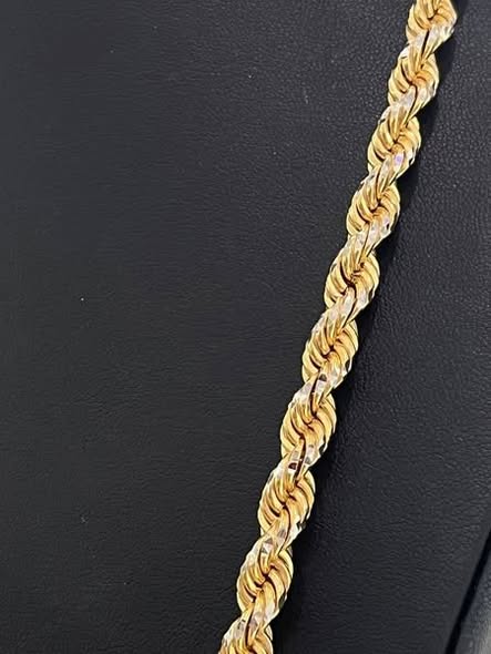 10K TWO TONE ROPE LINK CHAIN