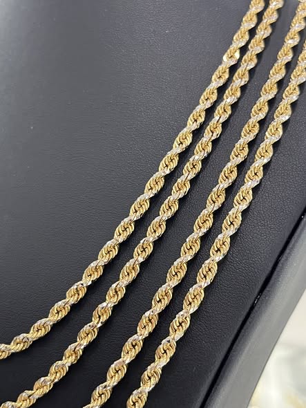 10K TWO TONE ROPE LINK CHAINS