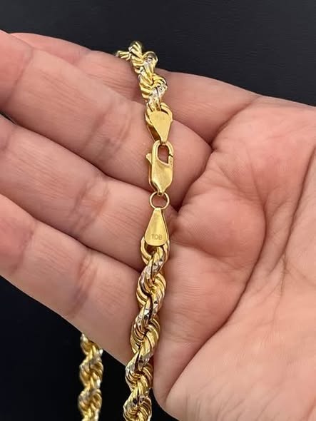 10K TWO TONE ROPE LINK CHAIN
