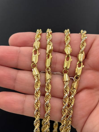 10K TWO TONE ROPE LINK CHAINS