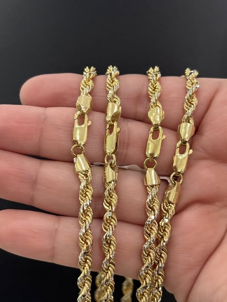 10K TWO TONE ROPE LINK CHAINS